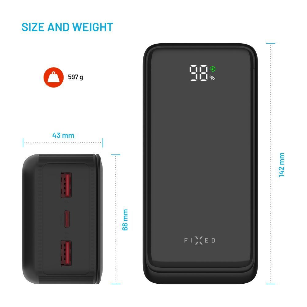 FIXED Zen2 30, 30 000 mAh PowerBank, fekete