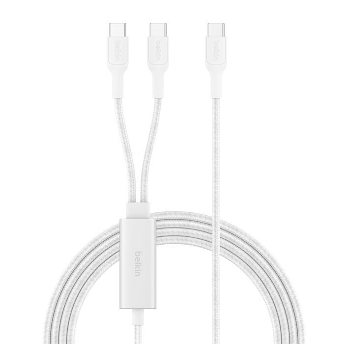 Belkin Braided USB-C to Dual USB-C Cable 1,5m White Belkin Braided USB-C to Dual USB-C Cable 1,5m White