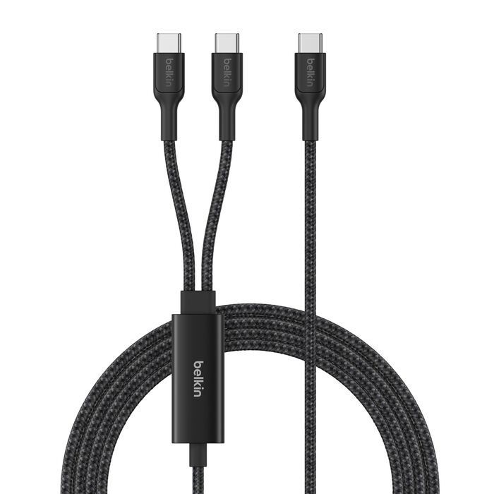 Belkin Braided USB-C to Dual USB-C Cable 1,5m Black Belkin Braided USB-C to Dual USB-C Cable 1,5m Black