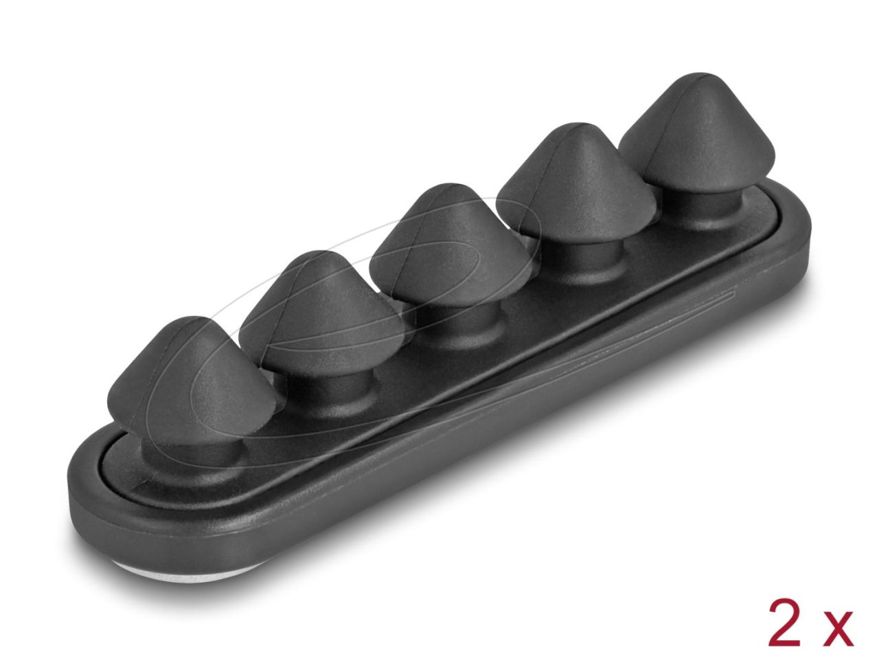 DeLock Cable holder with 5 feed-throughs self-adhesive black set 2 pieces