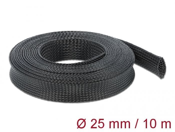 DeLock Braided Sleeving stretchable 10mx25mm Black DeLock Braided Sleeving stretchable 10mx25mm Black