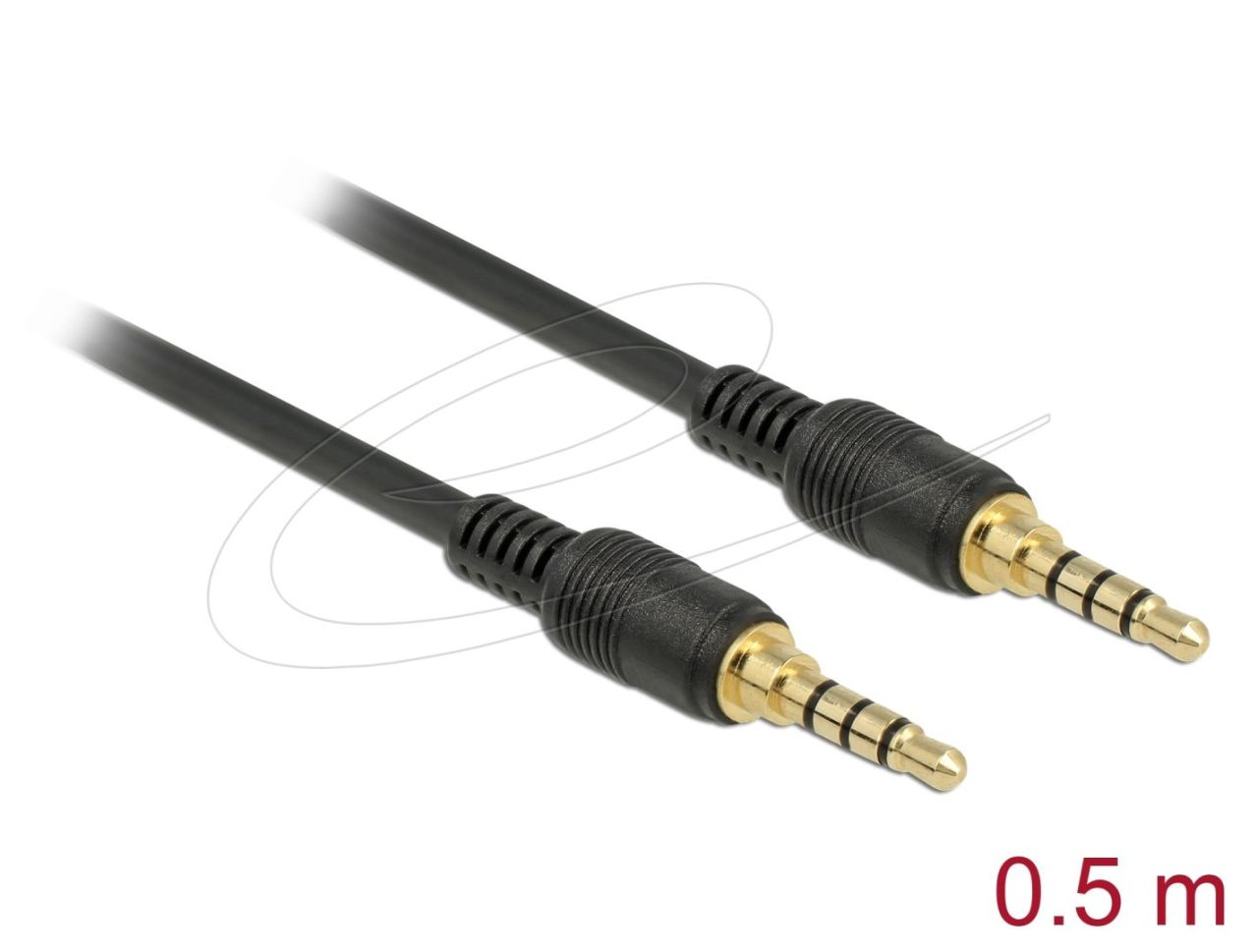 DeLock Stereo Jack 3.5 mm 4 pin male to male cable 0,5m Black