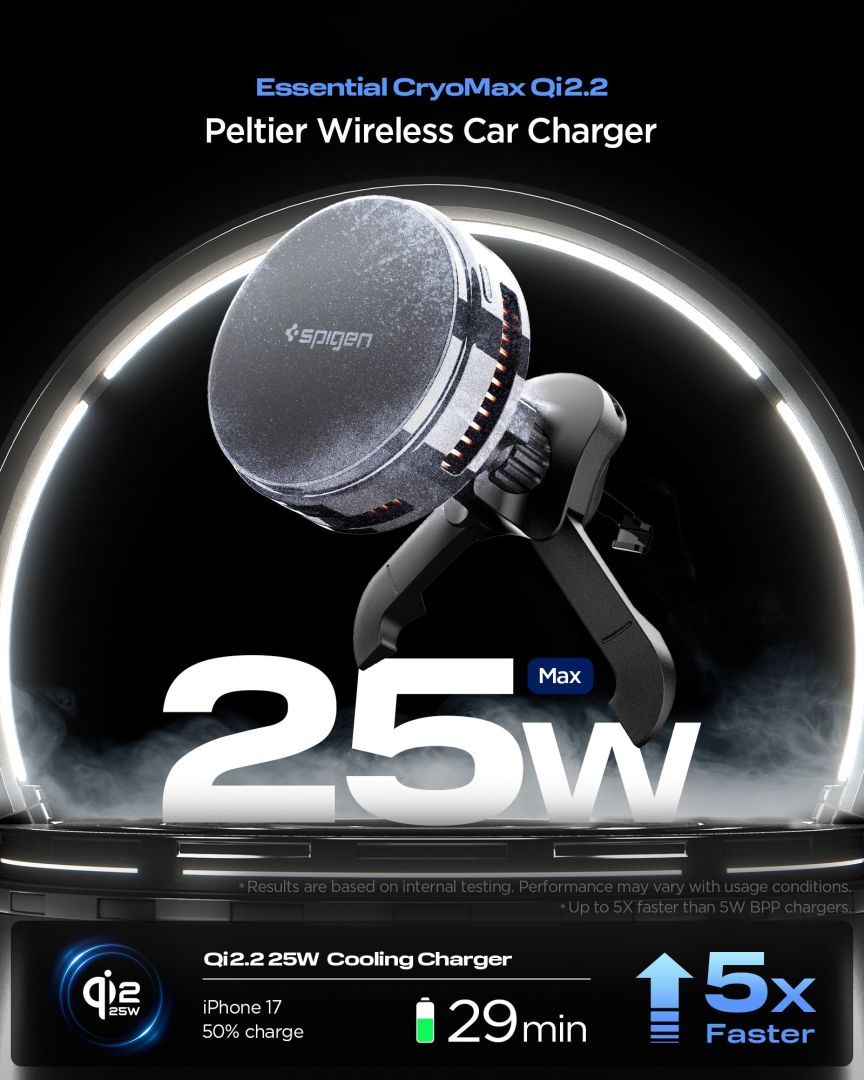 Spigen Essential Qi2.2 25W Hook Car Mount Black