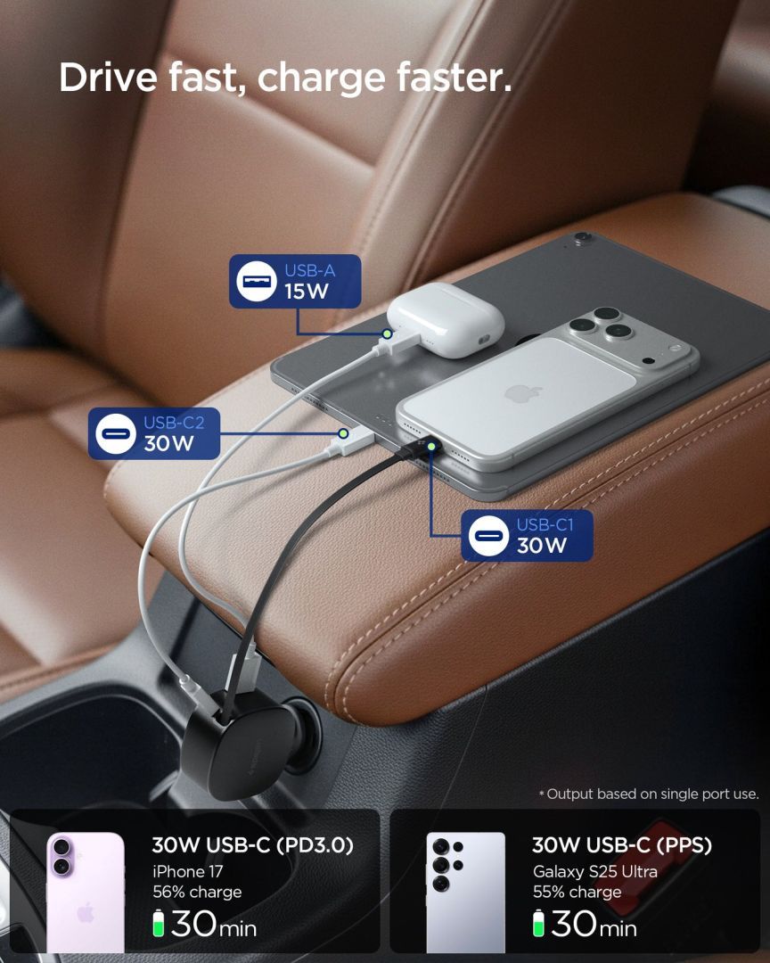 Spigen Essential 60W Car Charger Black