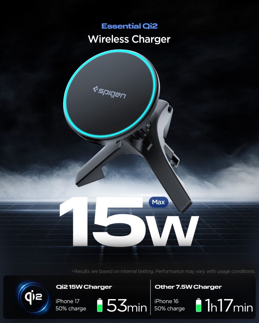 Spigen Essential Qi2 15W Hook Car Mount Black