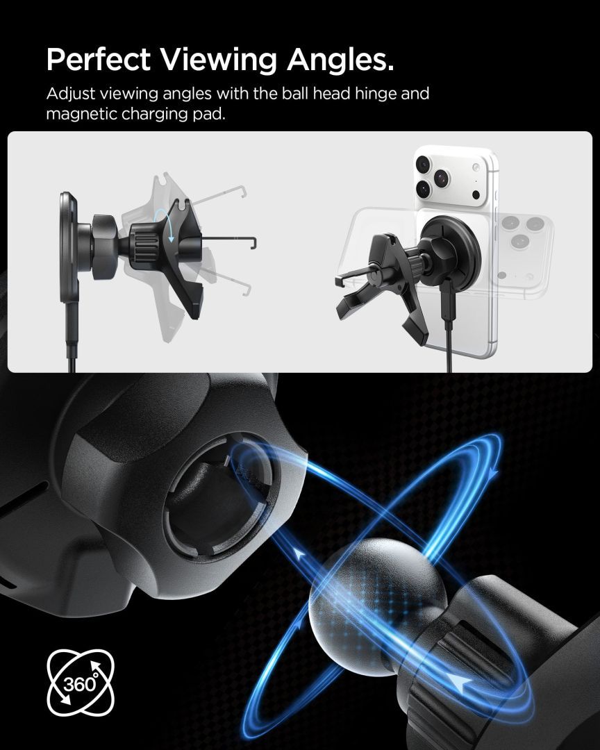 Spigen Essential Qi2 15W Hook Car Mount Black