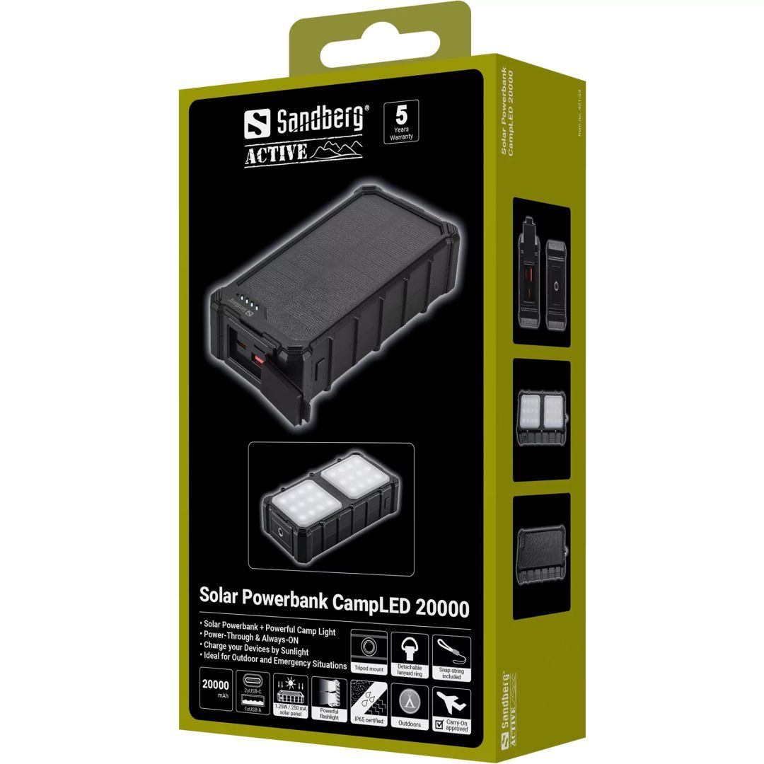 Sandberg Solar CampLED 20000mAh Powerbank Black
