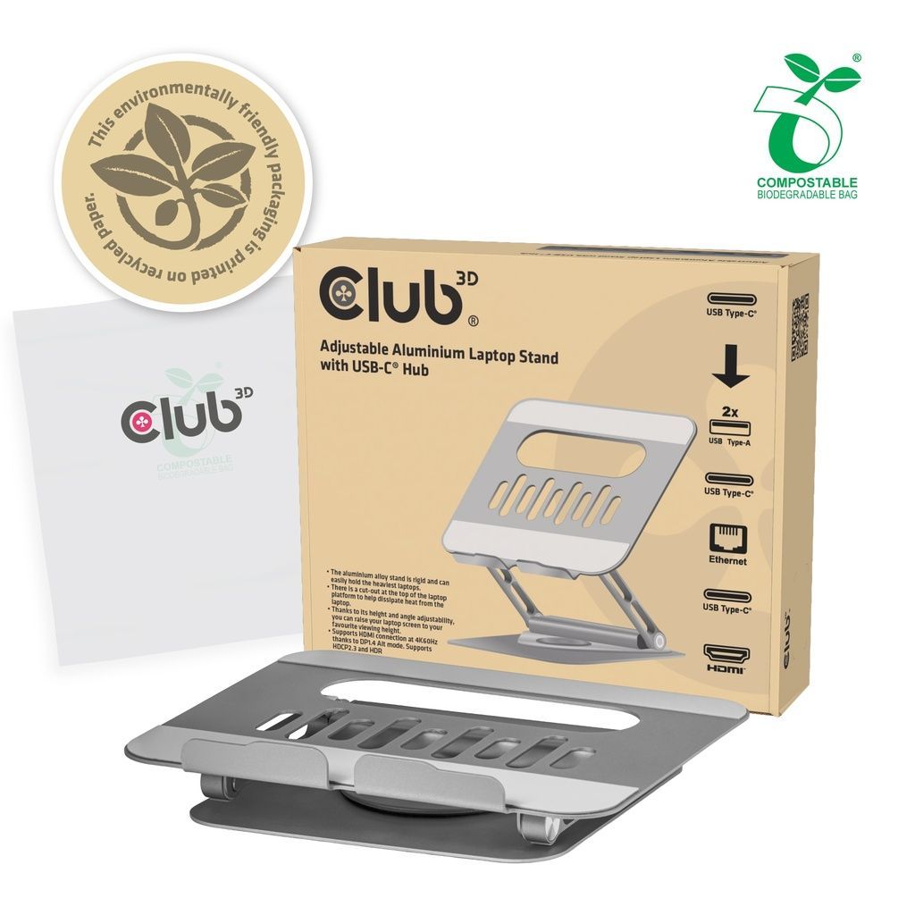 Club3D CSV-2554 Adjustable Aluminium Laptop Stand Club3D CSV-2554 Adjustable Aluminium Laptop Stand