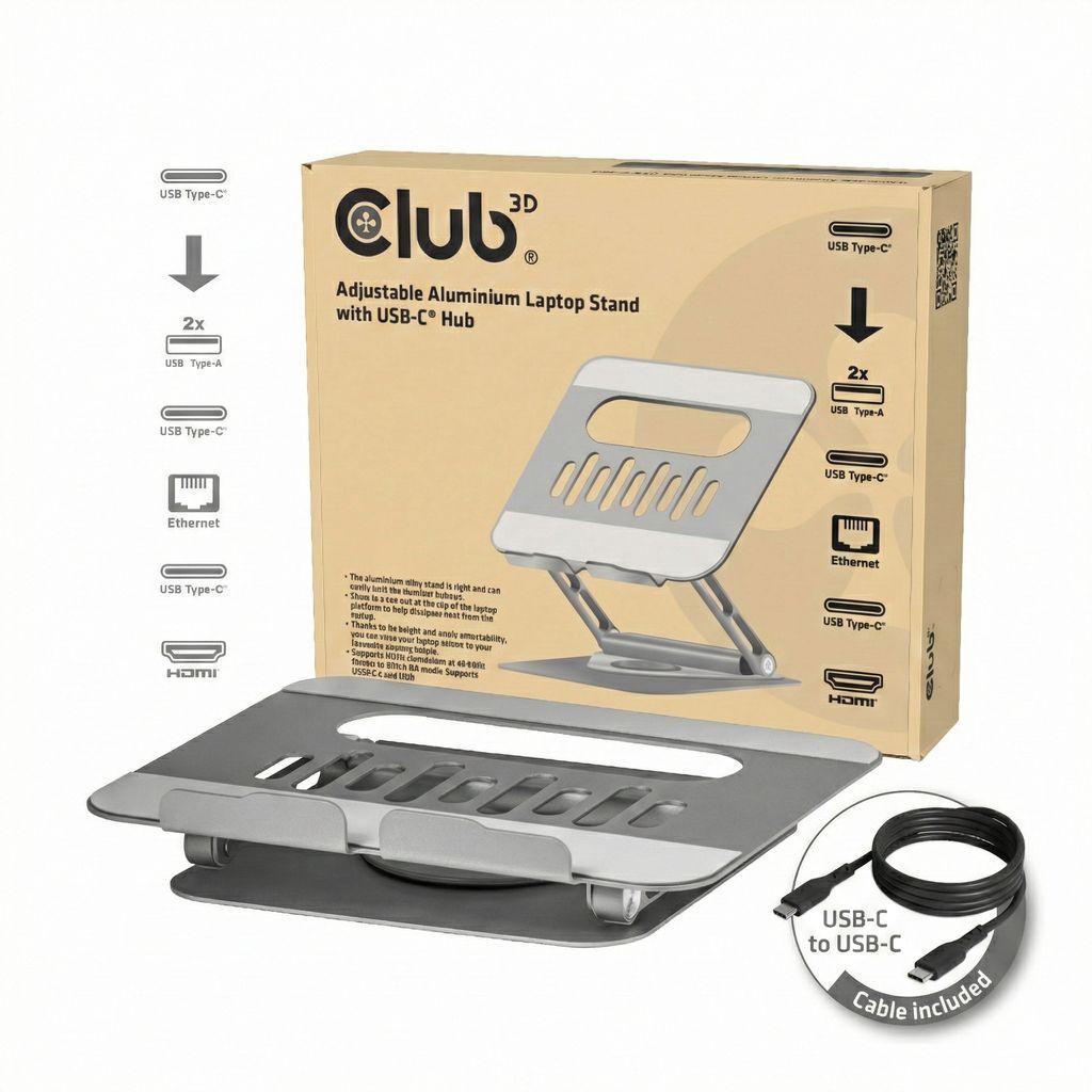 Club3D CSV-2554 Adjustable Aluminium Laptop Stand Club3D CSV-2554 Adjustable Aluminium Laptop Stand