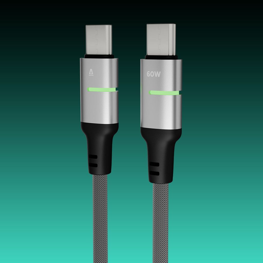 Avax CB633 Steely LED 60W USB-C charger cable 2m Black
