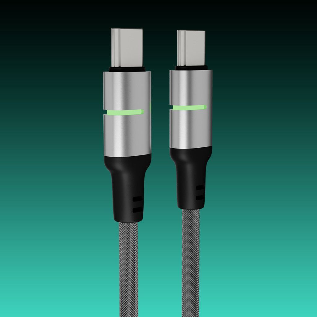 Avax CB633 Steely LED 60W USB-C charger cable 2m Black