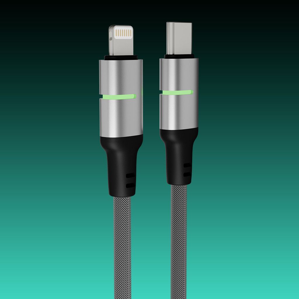 Avax CB636 Steely LED 27W USB-C to Lightning charger cable 2m Black