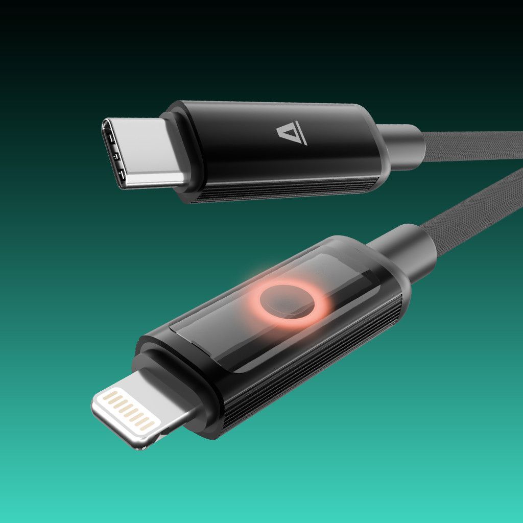 Avax CB650 Pulsey 27W USB-C to Lightning charger cable 0,5m Black