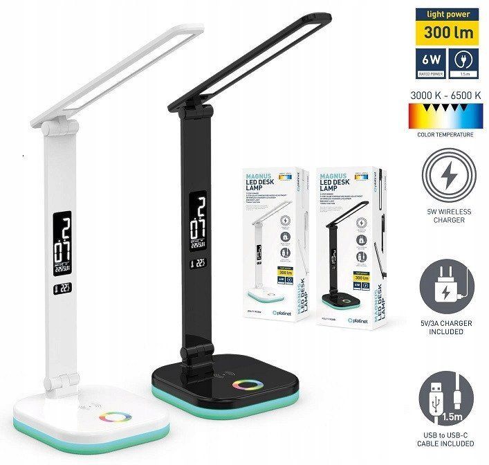 Platinet Desk Lamp RGB Wireless Charging White