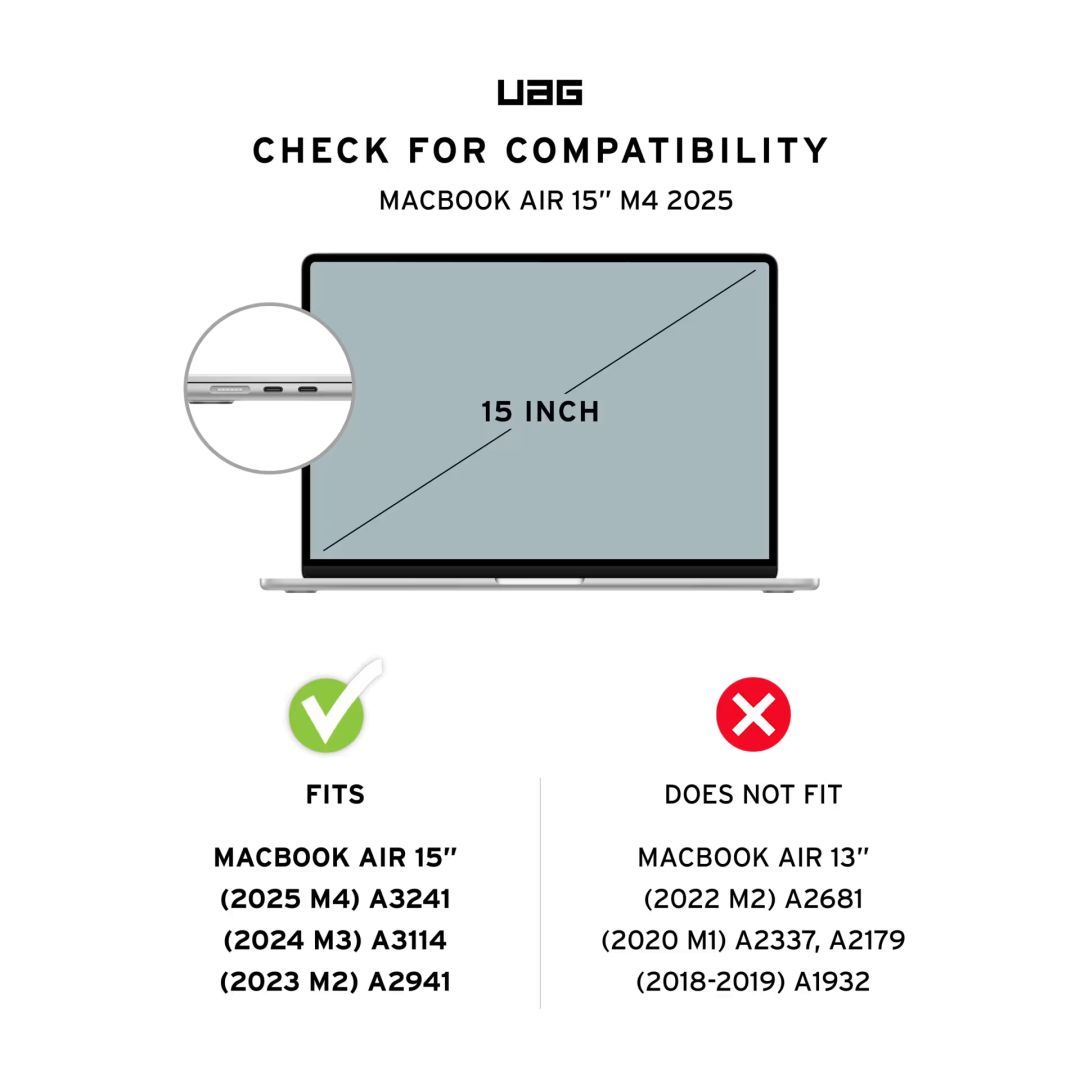 UAG Essential Armor case for MacBook Air 15" (M4/3/2) Ice UAG Essential Armor case for MacBook Air 15" (M4/3/2) Ice