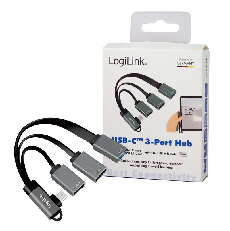 Logilink UA0361 USB-C 3-Port Hub Black/Grey