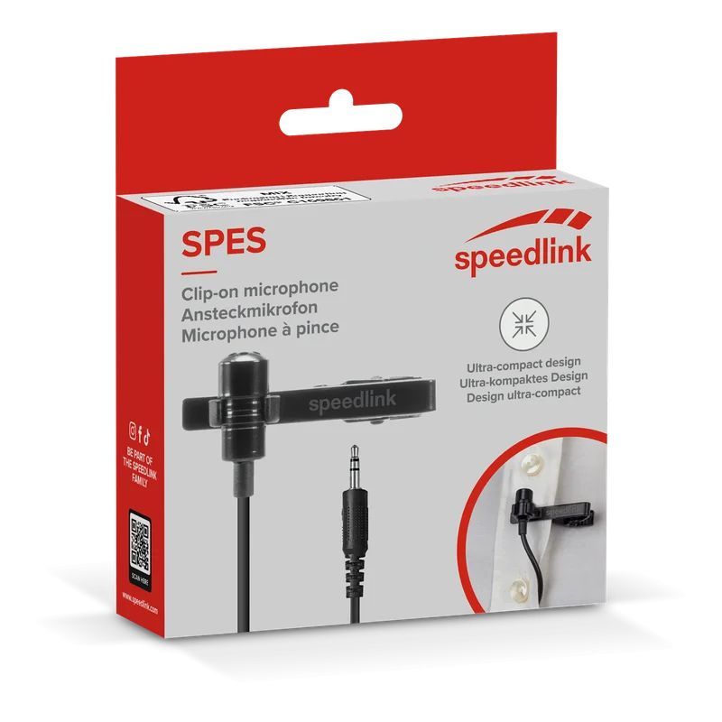 Speedlink SPES Clip-On Microphone Black Speedlink SPES Clip-On Microphone Black