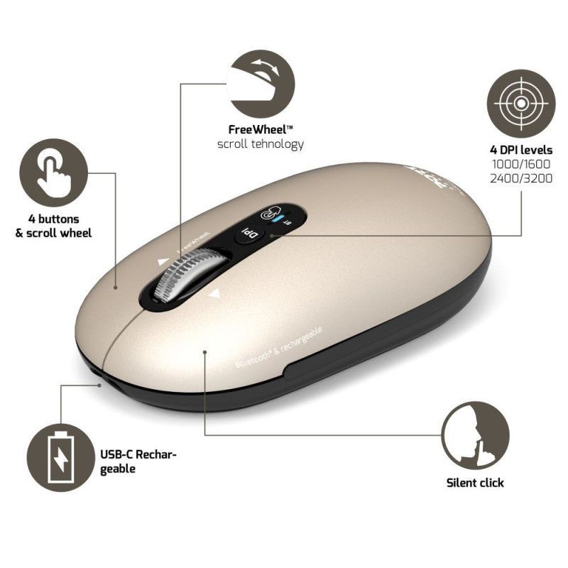 Port Designs Pure MAC Wireless Bluetooth Mouse Beige Perle
