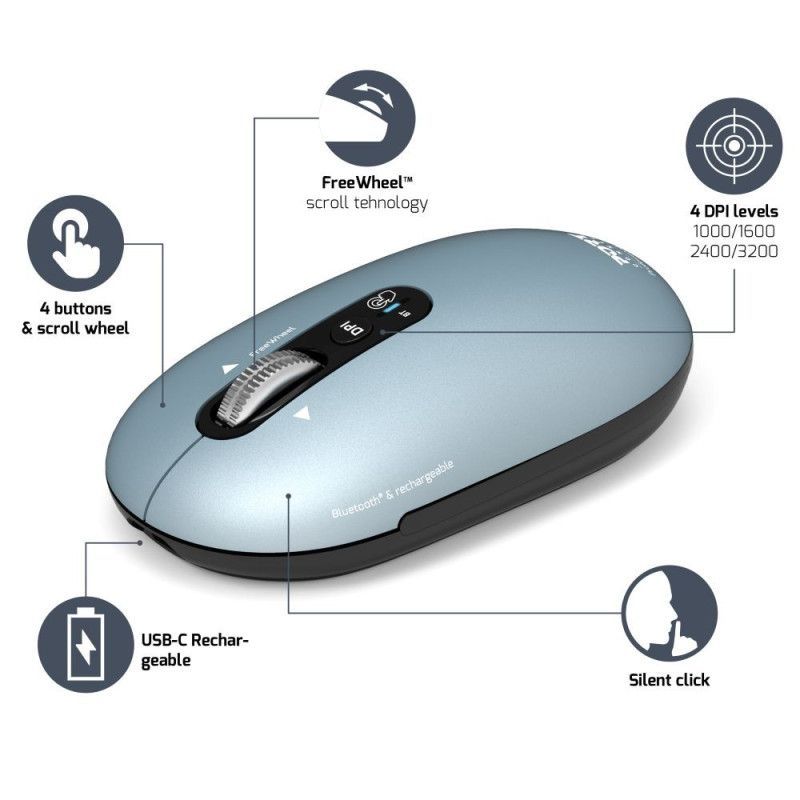 Port Designs Pure MAC Wireless Bluetooth Mouse Pastel Blue Port Designs Pure MAC Wireless Bluetooth Mouse Pastel Blue