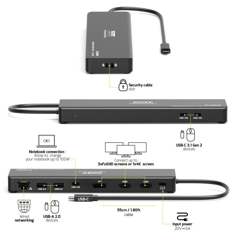 Port Designs Mobile docking station 1 X 4K USB-C 9 devices 100W