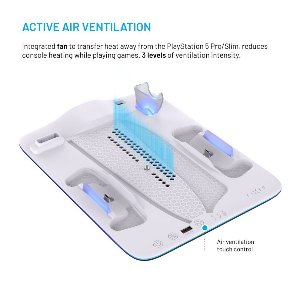 FIXED Dokkoló állvány PlayStation 5 (Pro/Slim) készülék tartozékai számára, fekete és fehér