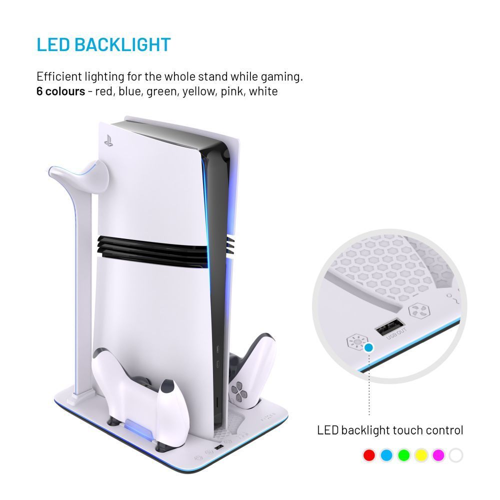 FIXED Dokkoló állvány PlayStation 5 (Pro/Slim) készülék tartozékai számára, fekete és fehér