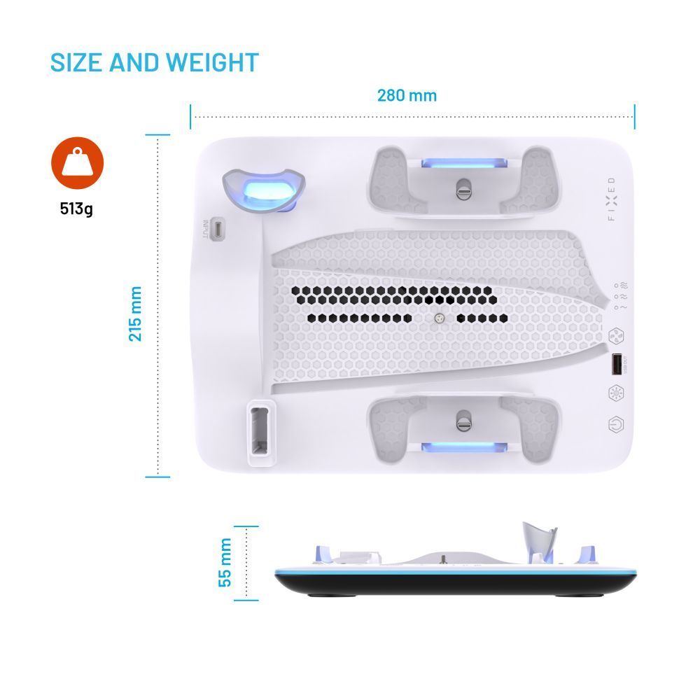 FIXED Dokkoló állvány PlayStation 5 (Pro/Slim) készülék tartozékai számára, fekete és fehér