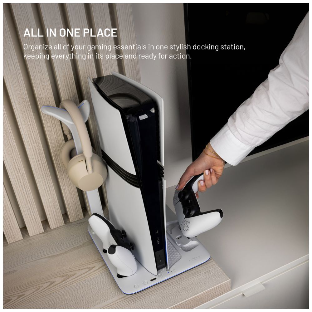 FIXED Dokkoló állvány PlayStation 5 (Pro/Slim) készülék tartozékai számára, fekete és fehér