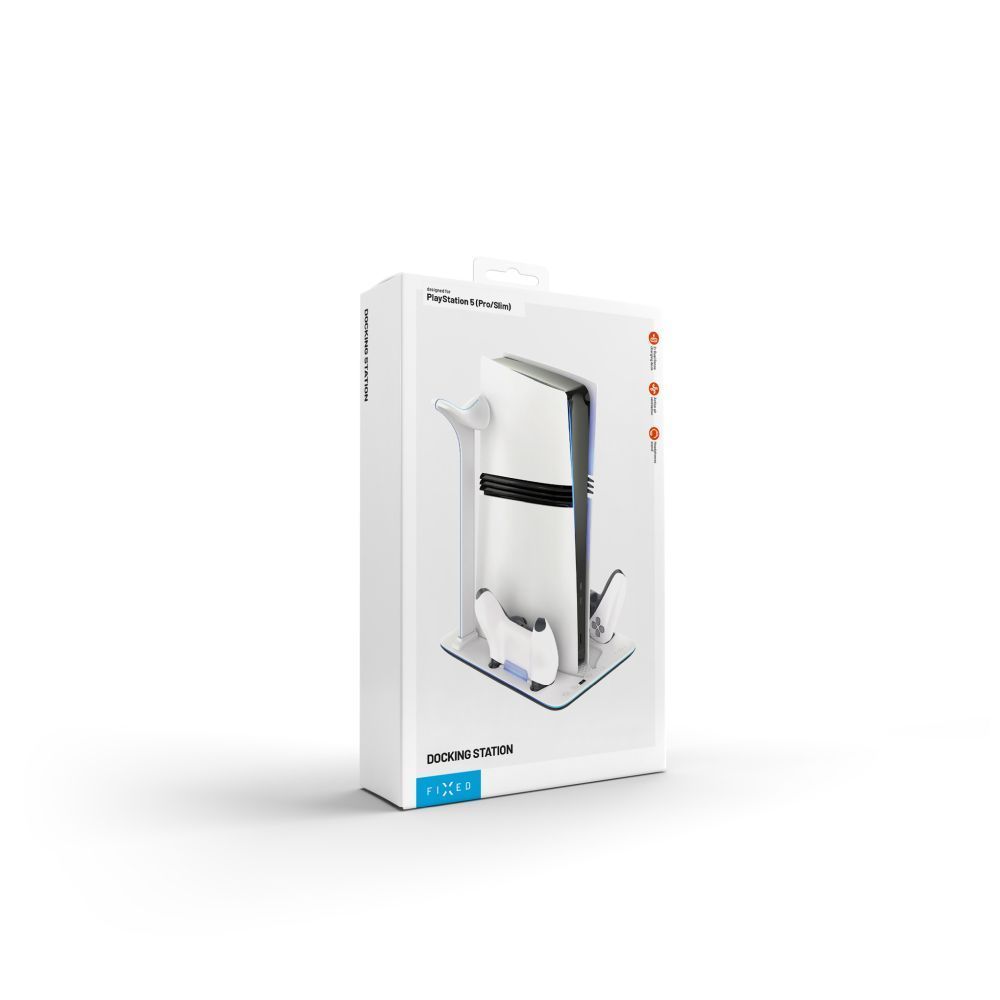 FIXED Dokkoló állvány PlayStation 5 (Pro/Slim) készülék tartozékai számára, fekete és fehér