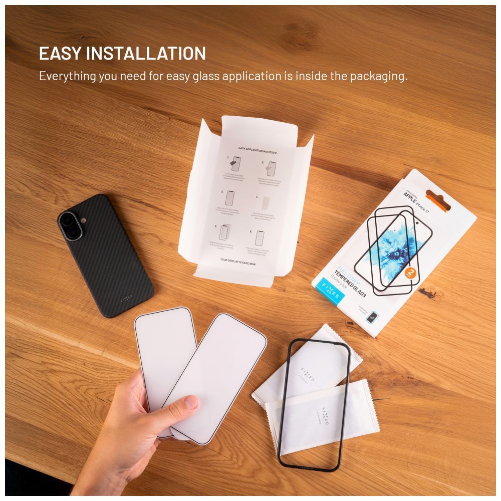 FIXED teljes képernyőt védő 2,5D edzett üveg Samsung Galaxy S26 készülékhez, 2drb, fekete FIXED teljes képernyőt védő 2,5D edzett üveg Samsung Galaxy S26 készülékhez, 2drb, fekete