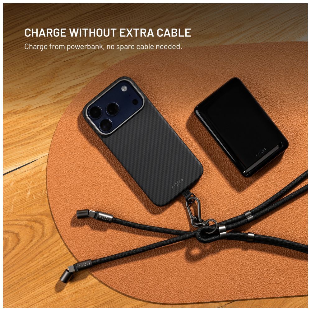 FIXED Nyakkábel USB-C/USB-C 1,6m PD 60W, fekete