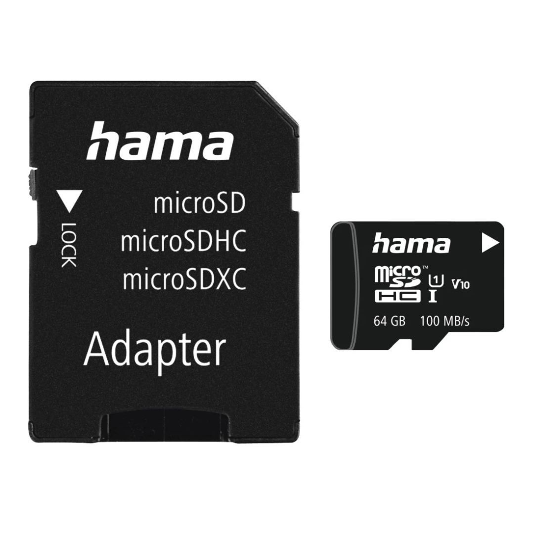 Hama 64GB microSDXC Class 10 UHS-I + Adapterrel