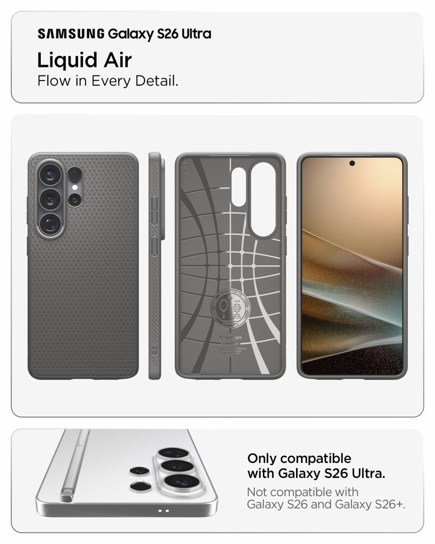 Spigen Liquid Air case for Samsung Galaxy S26 Ultra Marble Gray