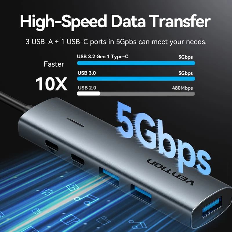 Vention 5-portos USB3.0 HUB Grey