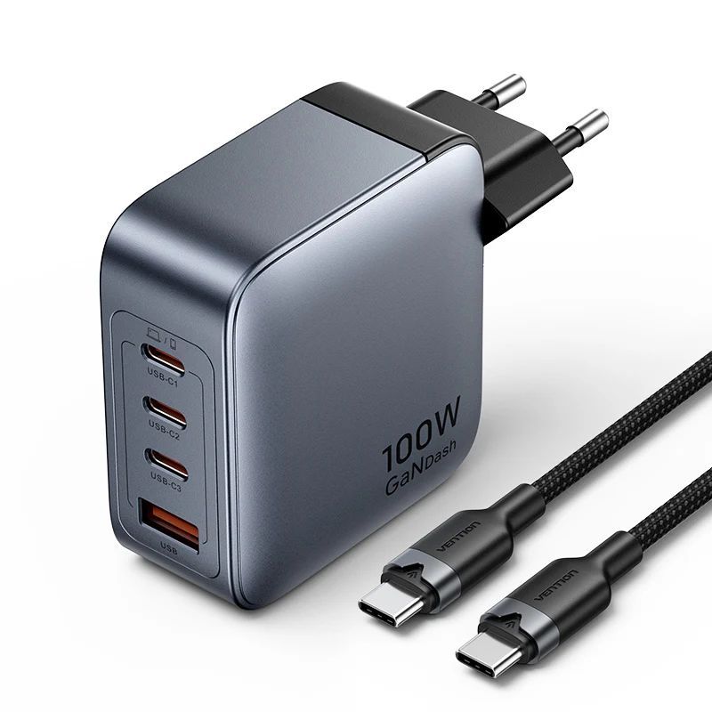 Vention 4-Port USB GaN Charger Grey