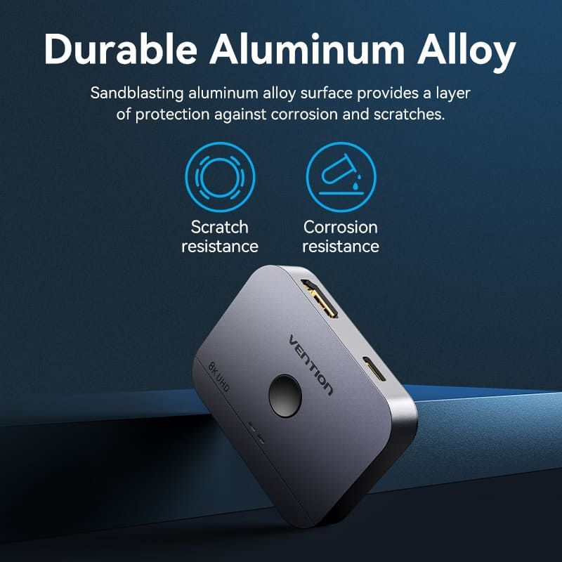 Vention 2-Port Bi-Directional 8K HDMI Switcher Grey Vention 2-Port Bi-Directional 8K HDMI Switcher Grey