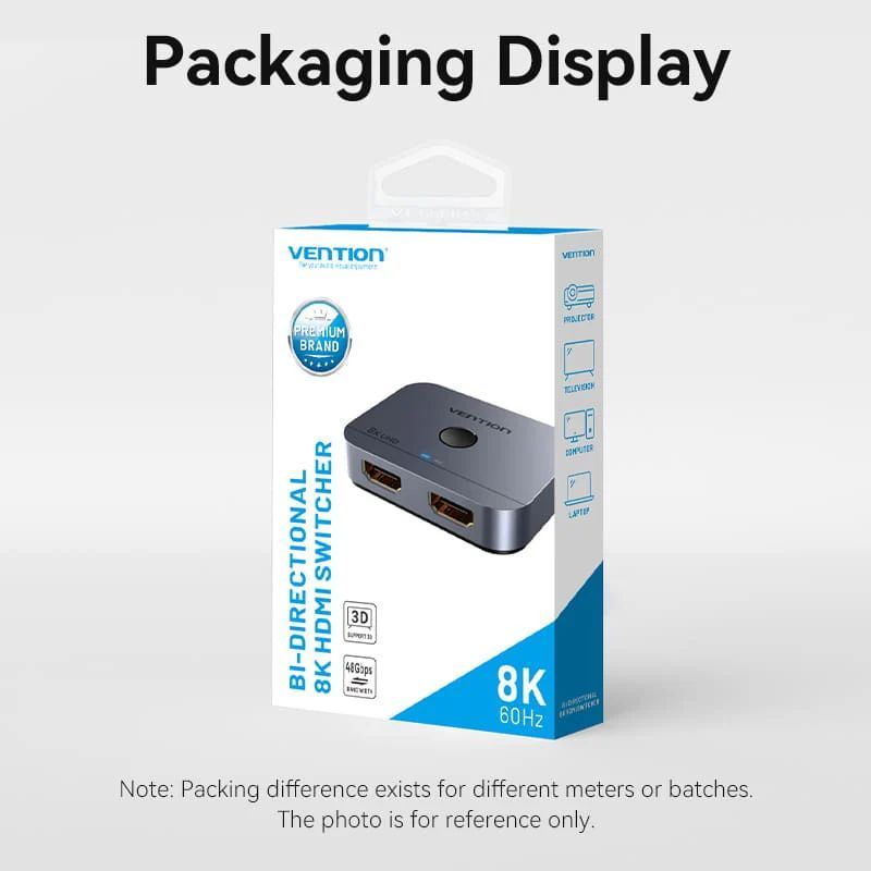 Vention 2-Port Bi-Directional 8K HDMI Switcher Grey Vention 2-Port Bi-Directional 8K HDMI Switcher Grey