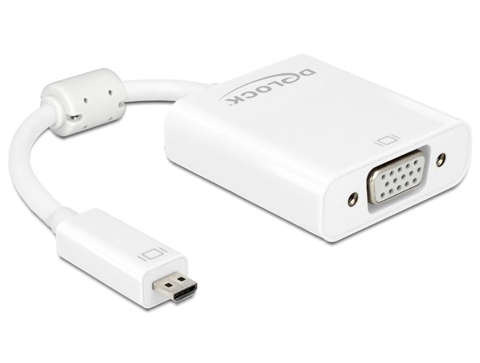 DeLock Adapter HDMI Micro-D male > VGA female with Audio White DeLock Adapter HDMI Micro-D male > VGA female with Audio White