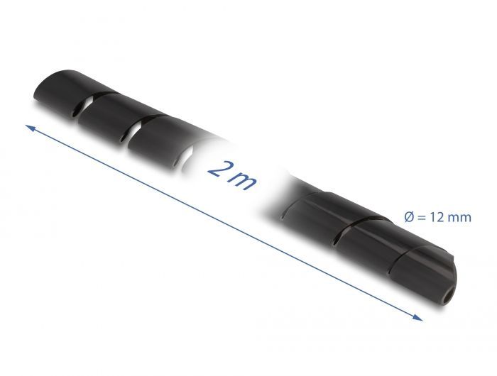 DeLock Spiral Hose flexible 2 m x 12 mm Black DeLock Spiral Hose flexible 2 m x 12 mm Black