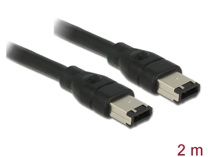 DeLock FireWire 6pin male > 6pin male 2m Black Cable