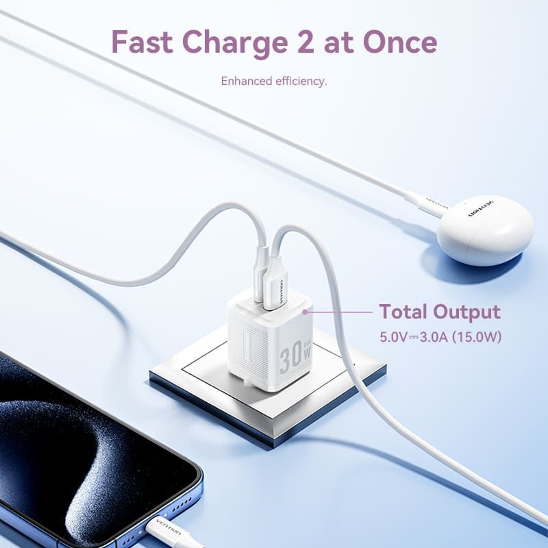 Vention 2-Port USB Charger White