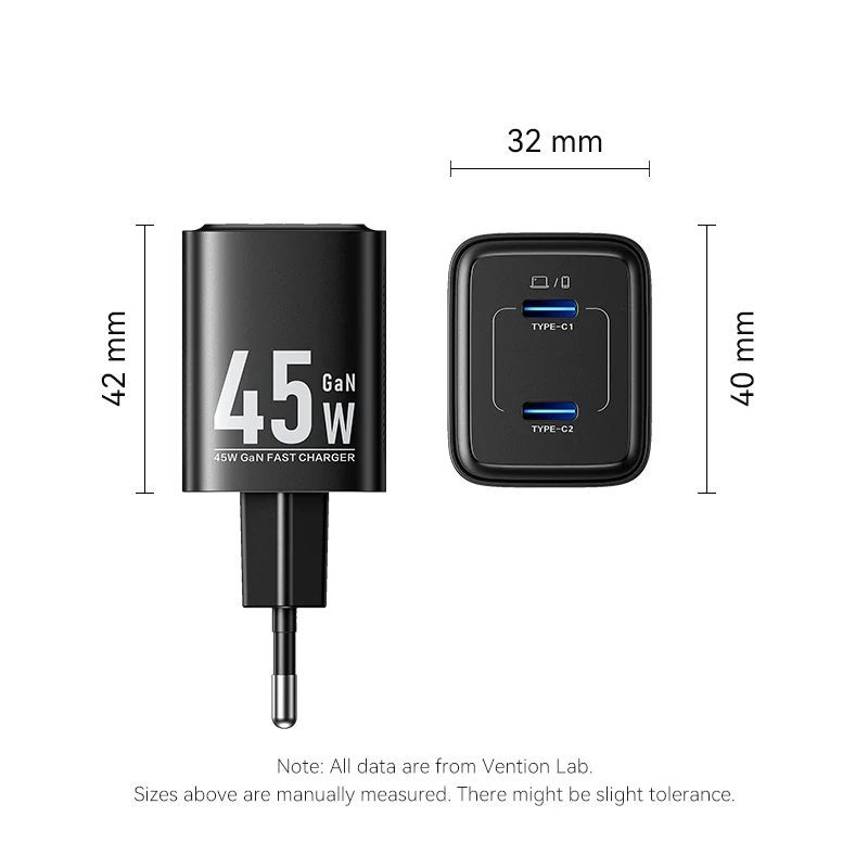 Vention 2-Port USB Charger Black