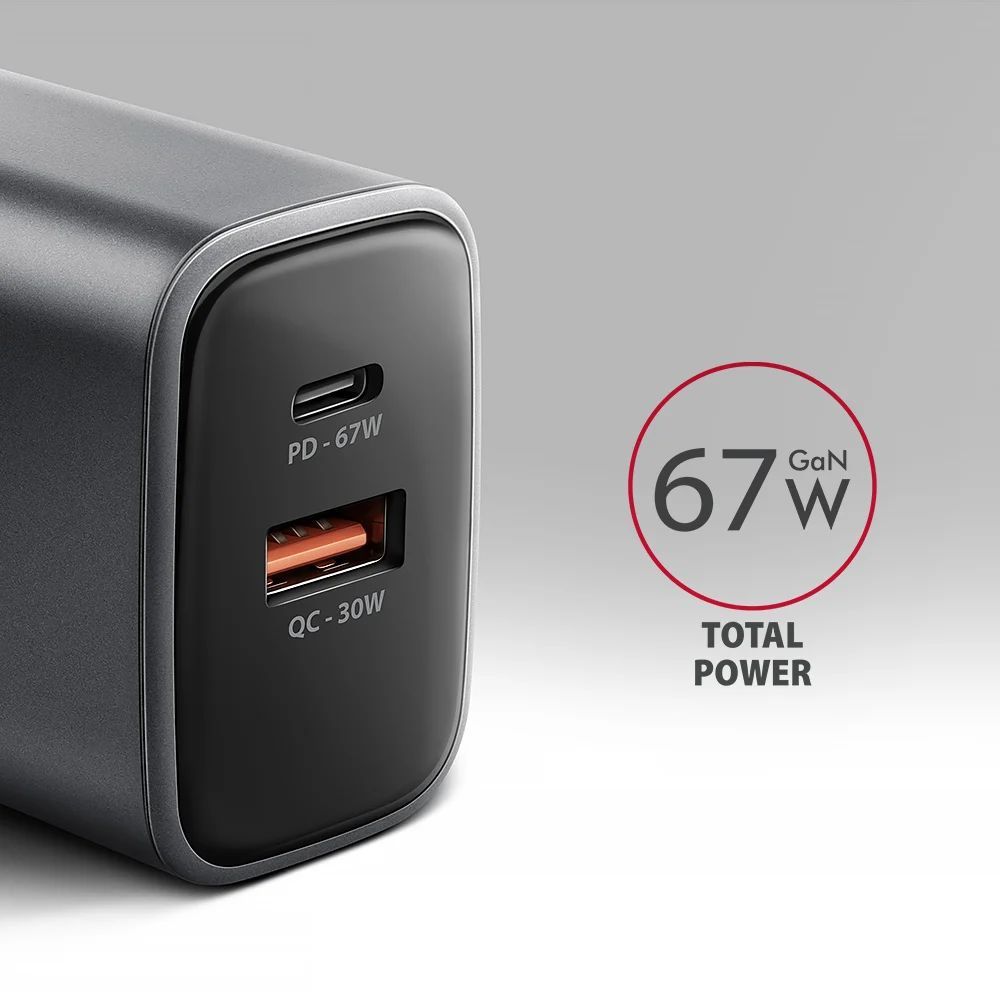 AXAGON ACU-PQ67 PD3.0 & QC4+ 2xOUTPUTS wall charger 67W Black AXAGON ACU-PQ67 PD3.0 & QC4+ 2xOUTPUTS wall charger 67W Black