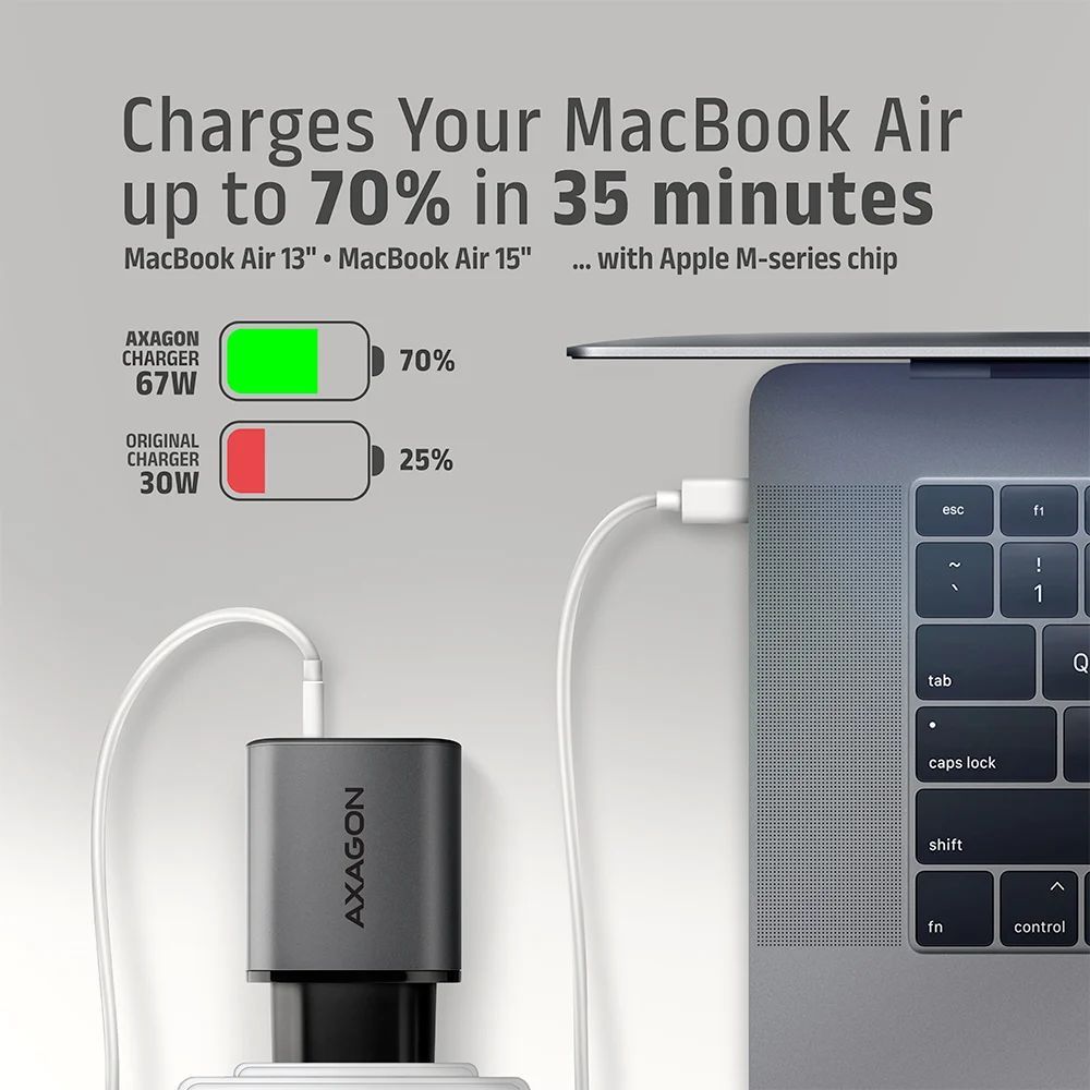 AXAGON ACU-PQ67D PD3.0 & QC4+ 2xOUTPUTS LCD display wall charger 67W Black AXAGON ACU-PQ67D PD3.0 & QC4+ 2xOUTPUTS LCD display wall charger 67W Black