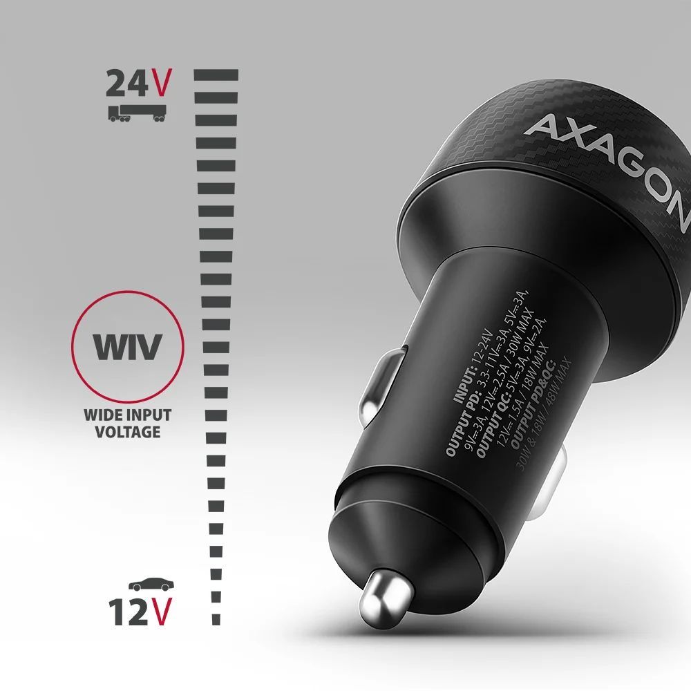 AXAGON PWC-PQ48 PD3.0 & QC4+ 2xOUTPUTS car charger 48W Black AXAGON PWC-PQ48 PD3.0 & QC4+ 2xOUTPUTS car charger 48W Black