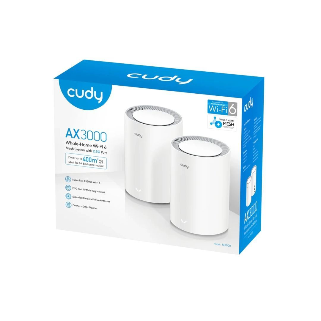 Cudy M3000 AX3000 2.5G Dual Band Wi-Fi 6 Mesh System White (2-pack)