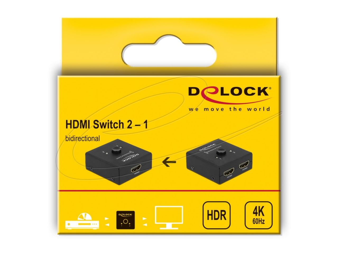 DeLock HDMI 2 - 1 Switch bidirectional 4K 60 Hz compact