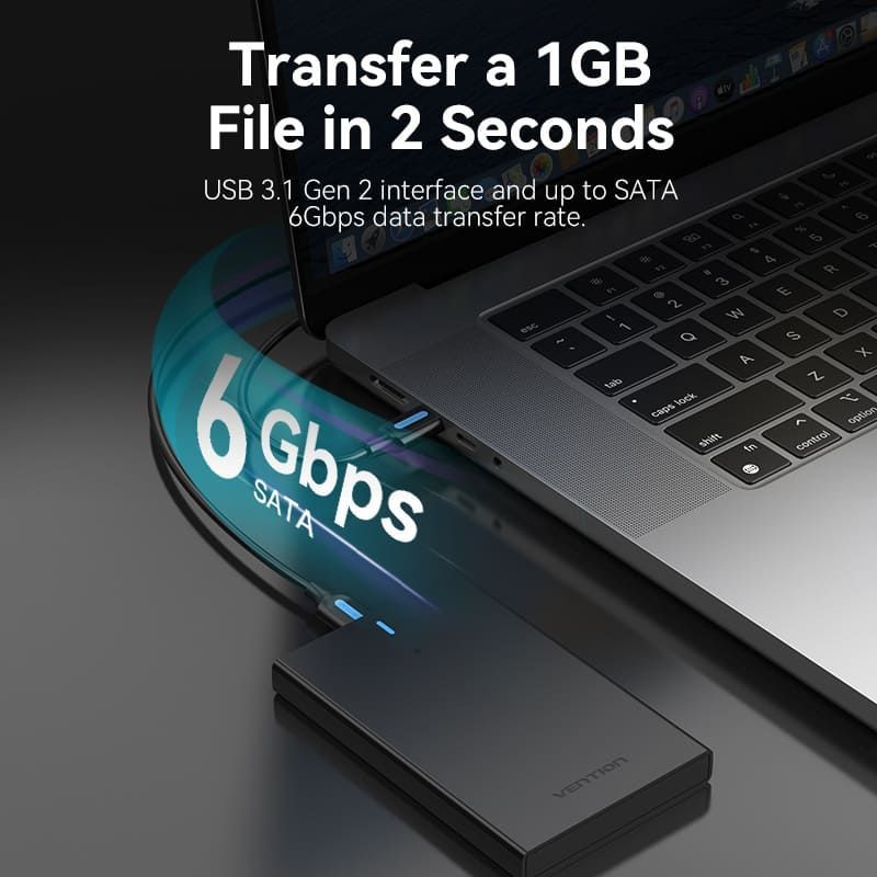 Vention 2.5" SATA Hard Drive Enclosure (USB 3.1 Gen 2-C) Black