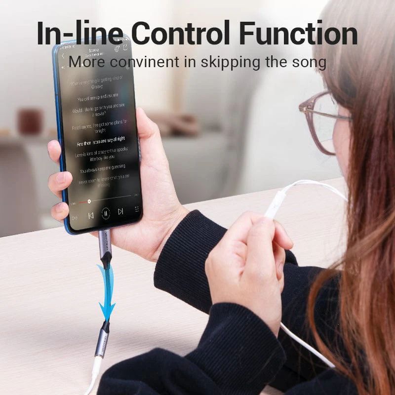 Vention USB-C Male to 3.5MM Earphone Jack With DAC Adapter Grey