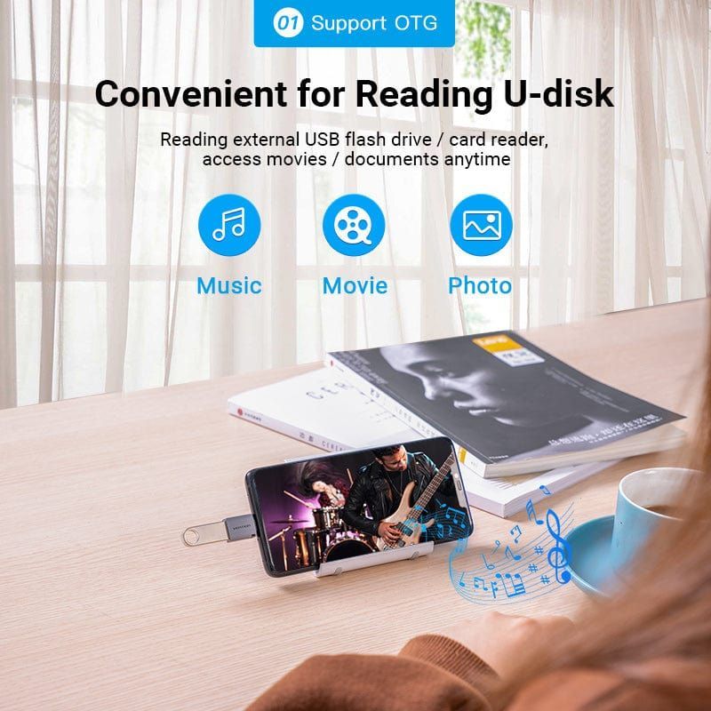 Vention USB-C Male to USB 3.0 Female OTG Adapter Gray